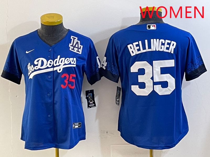 Women Los Angeles Dodgers 35 Bellinger Blue City Edition 2025 Nike MLB Jersey style 7